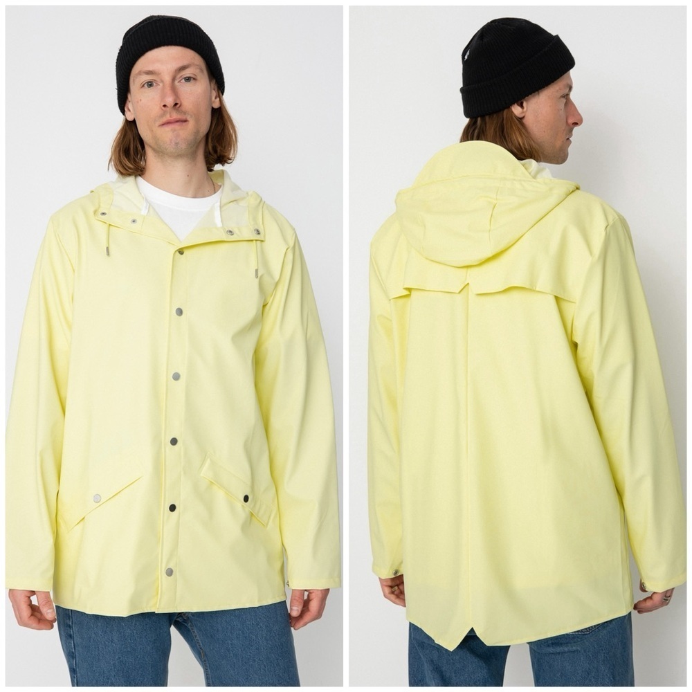 NWT Rains Waterproof Short Rain Jacket Hooded Straw Yellow Unisex Sz L
